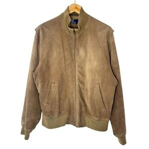 Vintage Polo‎ Ralph Lauren Suede Bomber Jacket Mens M Brown Genuine Leather